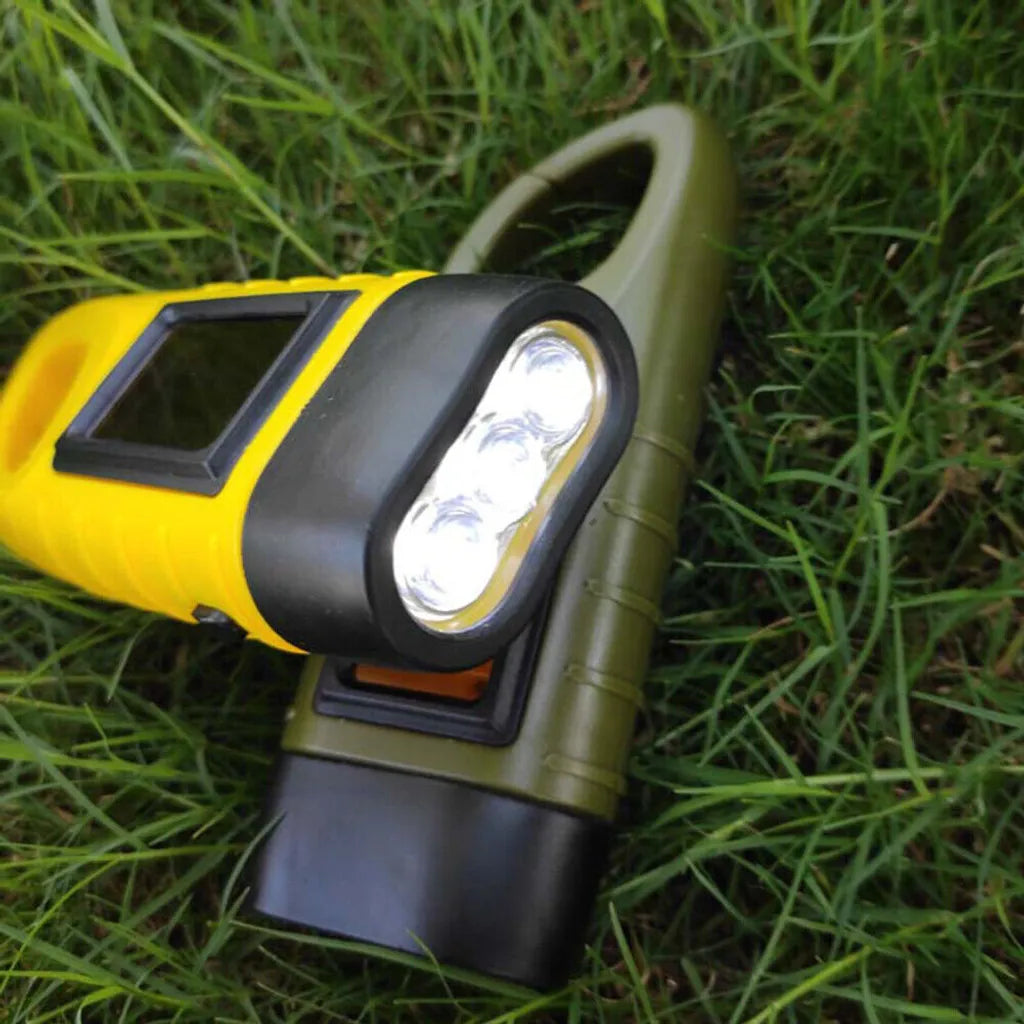  Handkurbel Solar Dynamo Taschenlampe Licht Outdoor Reise Notfall LED Taschenlampe, Schwarz