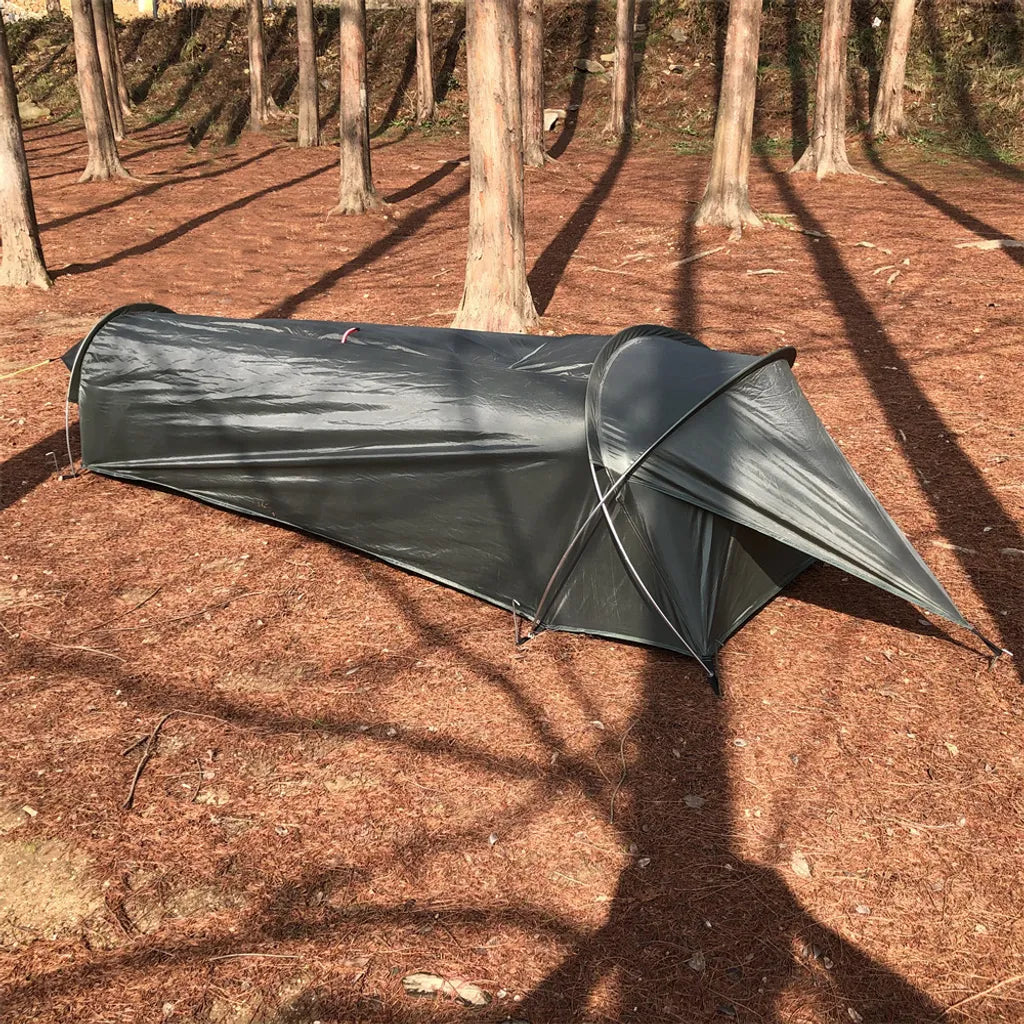  Ultraleichtes Einpersonenzelt, Wasserdichtes Campingzelt Fuer Outdoor-Rucksacktouren, Wandern, Angeln