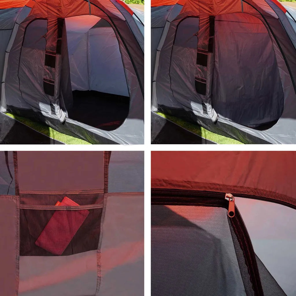  Campingzelt HWC-A99, 6-Mann Zelt Kuppelzelt Festival-Zelt, 6 Personen Rot/grau
