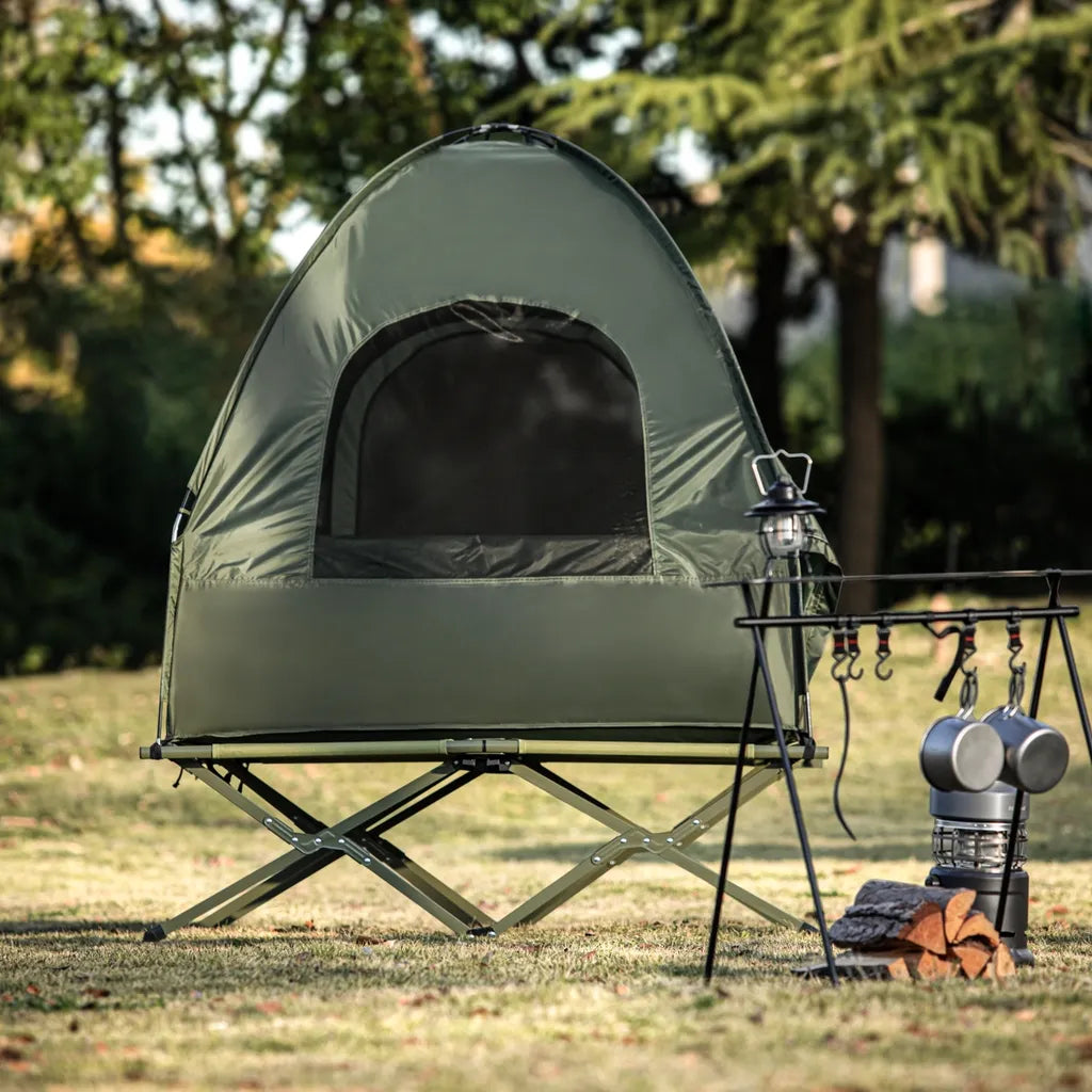  SoBuy® Feldbett,4in1-Zelt Mit Campingliege,Schlafsack,2 Personen,OGS32-L-GR