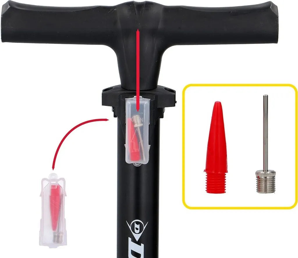  Dunlop Fahrradluftpumpe Für Alle Ventile, Tragbare Luftpumpe, Fahrradpumpe, Standpumpe, Schwarz
