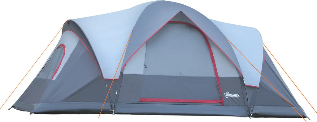  Outsunny Zelt Für 5-6 Personen, Campingzelt Mit Heringen, Tunnelzelt, Kuppelzelt, Polyester, Grau, 4,55 X 2,3 X 1,8 M