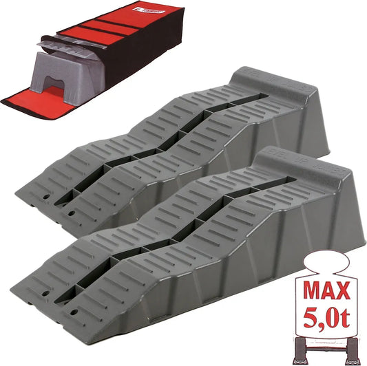  Fiamma Jumbo Stufenkeile, Auffahr-Keil 2er Set - Bis 5000 Kg, 58 X 6/11 X 14 Cm Für Wohnwagen Oder Wohnmobil