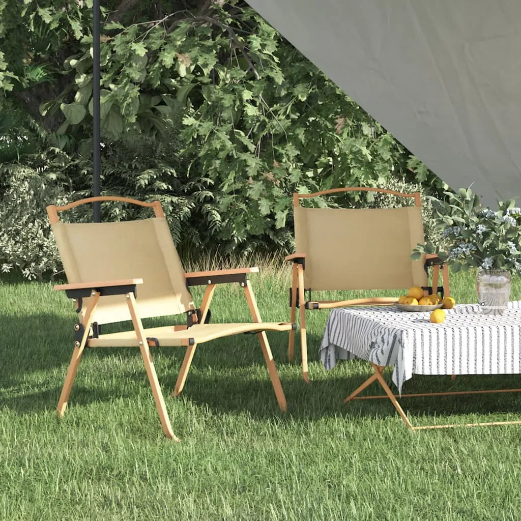  VidaXL Campingstühle 2 Stk. Beige 54x43x59 Cm Oxford-Gewebe