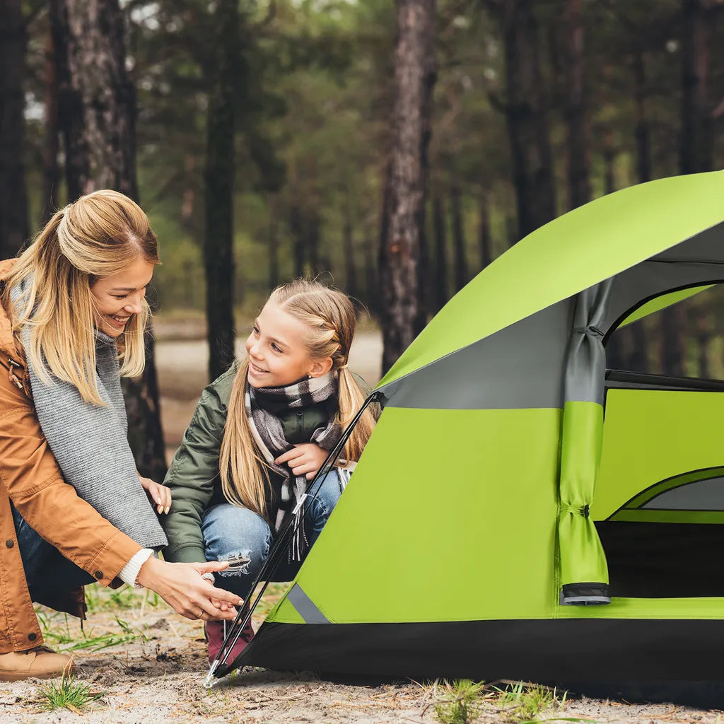  COSTWAY 2 Personen Campingzelt Doppelschicht Mit Wasserabweisendem Regenverdeck Für Wandern Im Freien