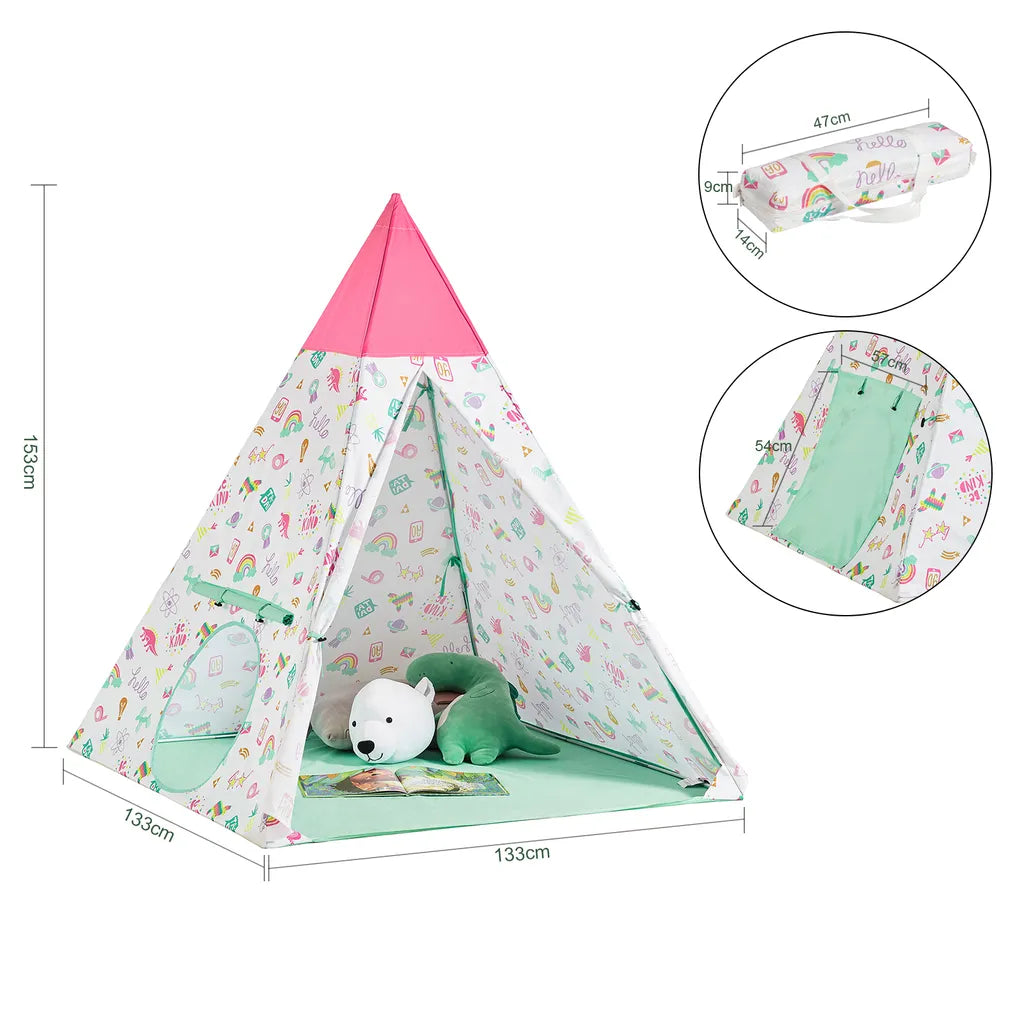  SoBuy OSS06 Tipizelt Spielzelt Zelt Für Kinder Mit Tür Und Fenster Spielhaus Kinderzelt BHT Ca.: 133x153x133cm