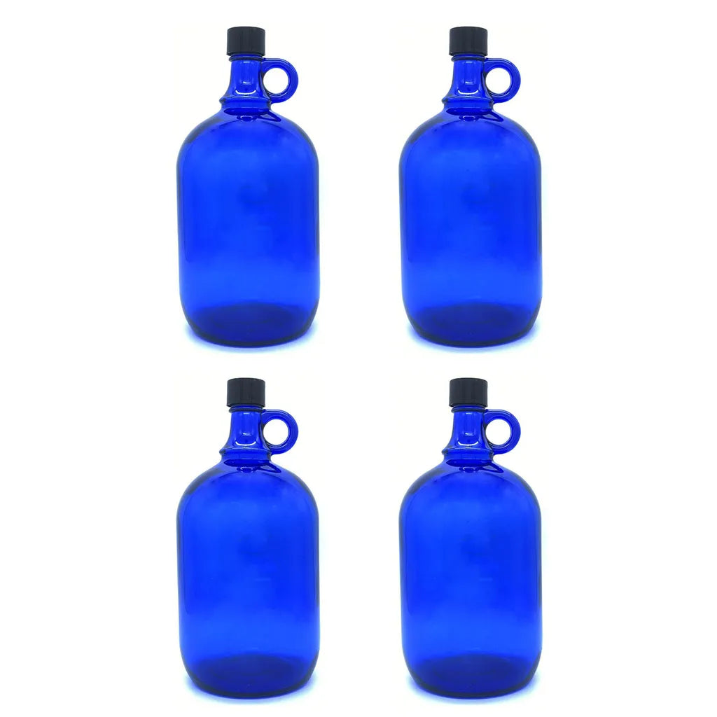  4er-Set Glasballon Aus Blauglas 2 Liter Inkl. Schraubverschluss