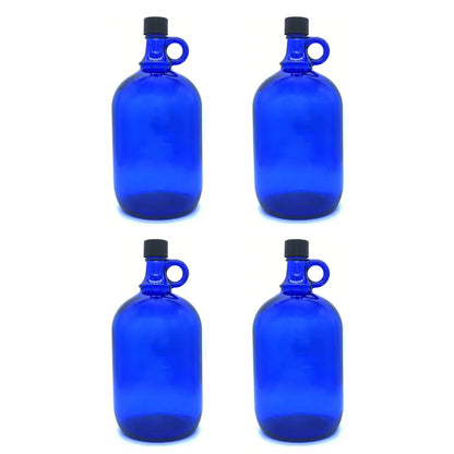  4er-Set Glasballon Aus Blauglas 2 Liter Inkl. Schraubverschluss