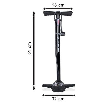  Fahrradpumpe Mit Manometer - Luftpumpe Für Alle Ventile - Standpumpe Für Dunlop-Ventil - Presta-Ventil Und Auto-Ventil - Schwarz