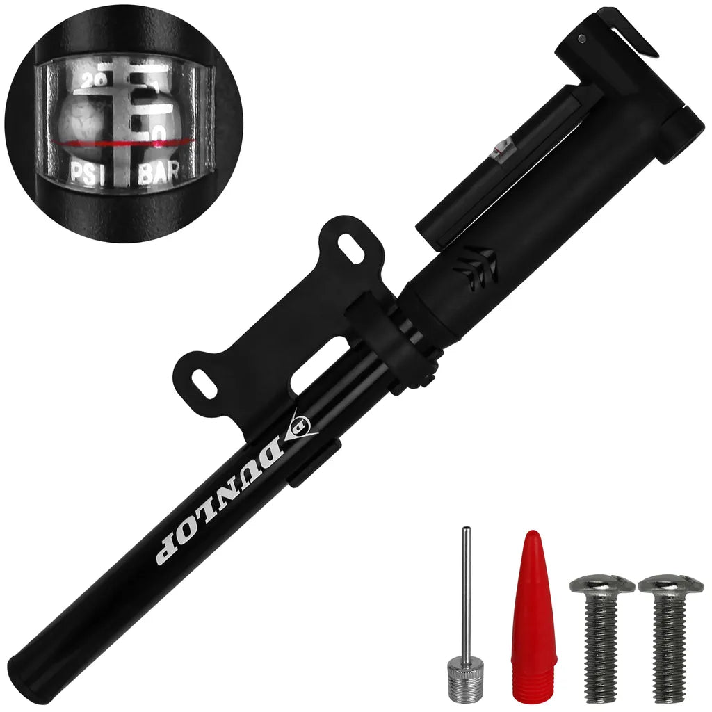  Dunlop Mini Fahrradpumpe Mit Druckanzeige Und Adapter Luftpumpe Minipumpe Fahrrad Pumpe Ballpumpe Miniluftpumpe