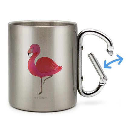  Mr. & Mrs. Panda Edelstahlbecher Flamingo Classic - Transparent - Geschenk, Tochter, Edelstahltasse, Karabiner, Einzigartig, Camping, Selbstliebe, Einzigartig, Outdoor