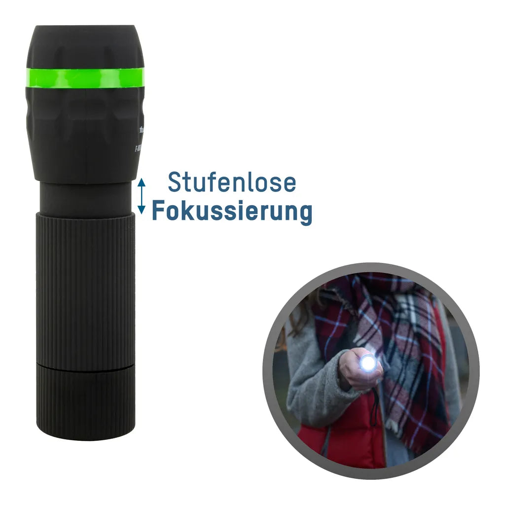 Ansmann Hycell Mini LED Taschenlampe Zoombar Und Fokussierbar Inkl. AAA Batterien + 40 AAA Batterien Gratis