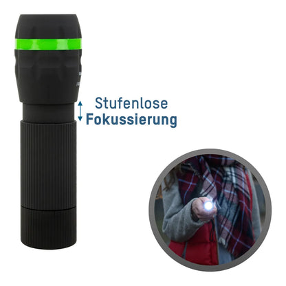 Ansmann Hycell Mini LED Taschenlampe Zoombar Und Fokussierbar Inkl. AAA Batterien + 40 AAA Batterien Gratis