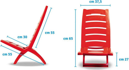  Kreher Tragbarere Klappbarer Campingstuhl/Strandstuhl Aus Kunststoff Mit Belastbarkeit Bis 100 Kg (Rot)