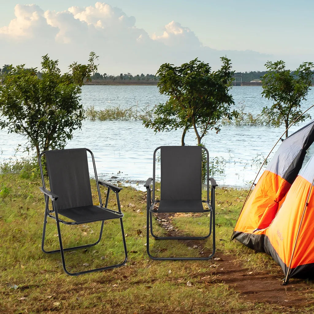  Intimate WM Heart Campingstuhl, 2er-Set Faltbarer Stuhl Mit Armlehne, Bequemer Strandstuhl, Tragbarer Relaxstuhl,Schwarz