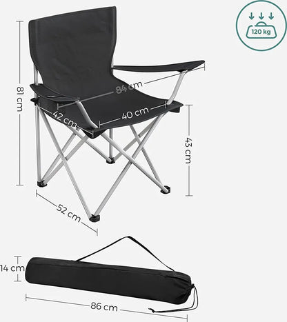  SONGMICS Campingstuhl Klappbar, Camping Stuhl, 2er Set, Faltbar, Bis Zu 120 Kg Belastbar GCB01BK