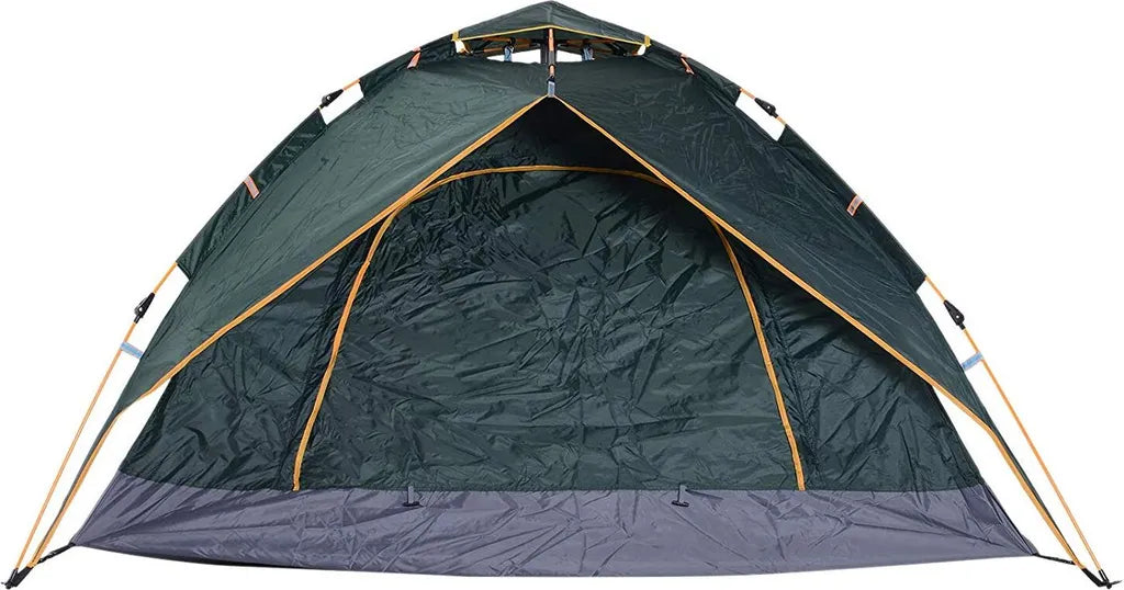  Outsunny Doppelzelt Campingzelt Outdoorzelt Familienzelt Quick-Up-Zelt 2 Erwachsene + 1 Kind 4 Jahreszeiten Wasserdicht Tragetasche 2 Türen Polyester + Glasfaser Dunkelgrün 210 X 210 X 140 Cm
