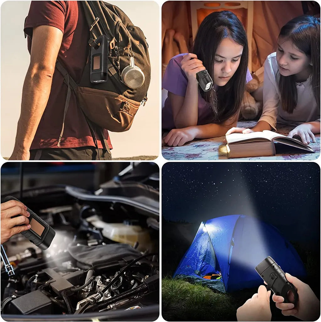  2er Solar LED Taschenlampe Handkurbel Wiederaufladbare Mit Wanderschnalle, Dynamo Taschenlampe, Taschenlampenkurbel Für Outdoor/Camping/Notfall (Grün+Schwarz)