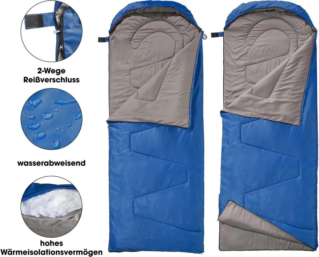  Deckenschlafsack XXL Blau Polyester 220x85 Mit Kapuze Füllung 200g/m²