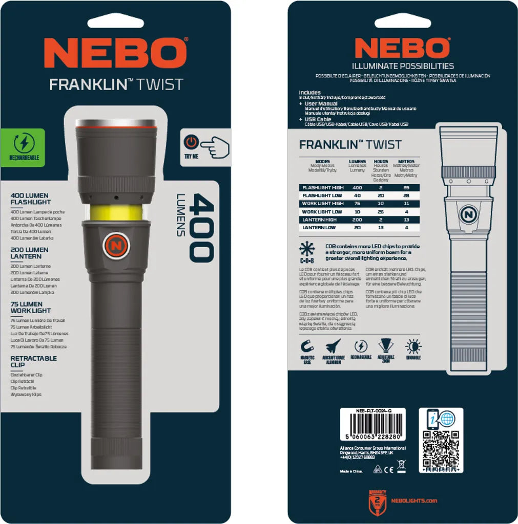  Nebo LED Taschenlampe FRANKLIN TWIST RC