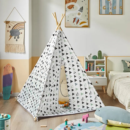  SoBuy OSS03-A02 Tipizelt Spielzelt Zelt Für Kinder Mit 1 Tür Spielhaus Kinderzelt (Weiß/Dreieck)