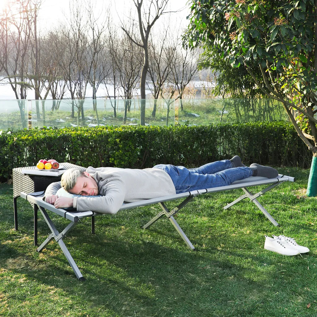  SONGMICS Campingbett Grau Oxford-Gewebe XXXXL 210 X 72 X 45 Cm Bis 260 Kg Belastbar Feldbett Stahl Gartenliege Sonnenliege GCB21U