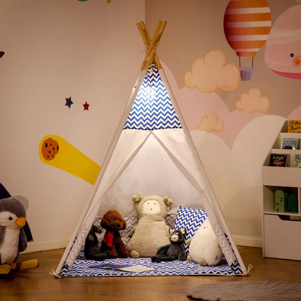  HOMCOM Tipi Zelt Spielzelt Kinderzelt Mit Kissenmatratze Kinderzimmer Teepee Zelt Outdoor Indoor Faltbare Kinder Spielzelte Spielhaus Weiß 120 X 120 X 155 Cm