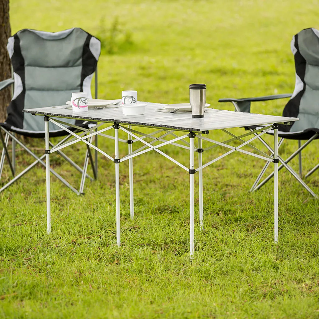  Tectake Camping Klapptisch Aus Aluminium Inkl. Tasche 140x70x70cm - Grau