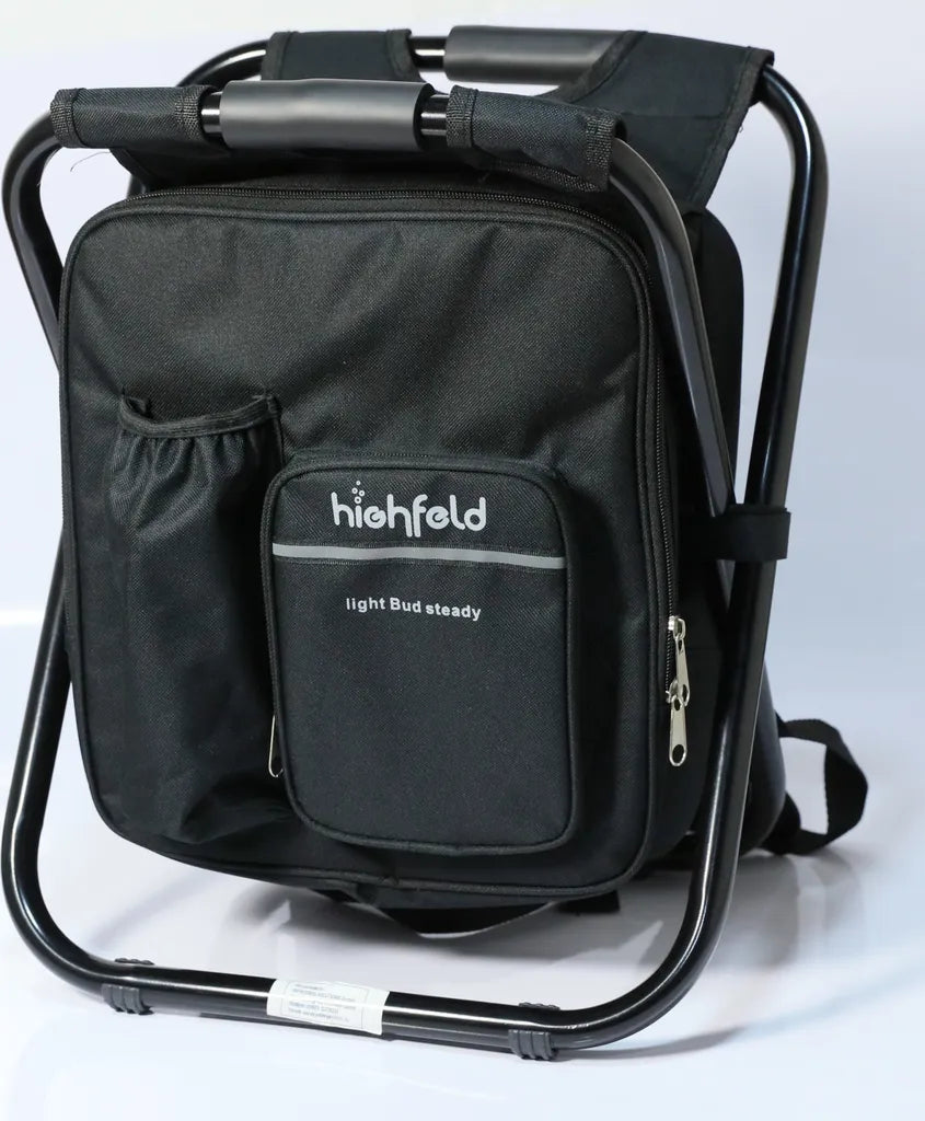  Highfeld® Sitzrucksack Ansitzrucksack Mit Hocker Black Campinghocker Angelhocker Falthocker