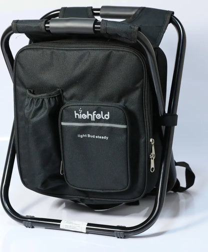  Highfeld® Sitzrucksack Ansitzrucksack Mit Hocker Black Campinghocker Angelhocker Falthocker