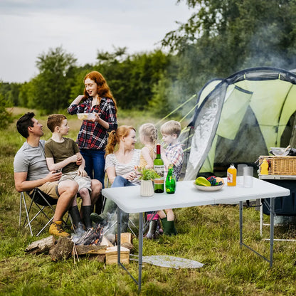  COSTWAY Tragbarer Campingtisch Klapptisch, Klappbarer Gartentisch Mit Tragegriff, Höhenverstellbar, Für Camping, Hochzeit, Party, 120 X 60 X 74,5 Cm
