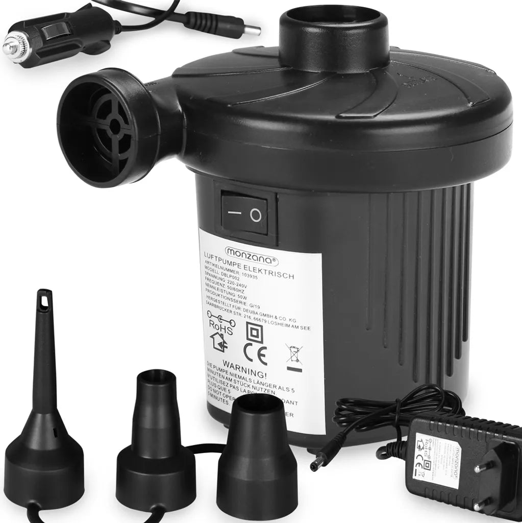  Elektrische Luftpumpe Elektropumpe Inkl. 3 Aufsätze 230V 50 Watt Multifunktional 2 In 1 Luftmatratze Luftballon