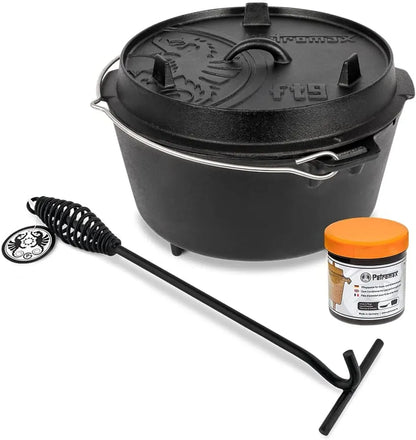  Petromax Feuertopf Dutch Oven Set Pflegepaste Deckelheber FT6 Mit Füßen