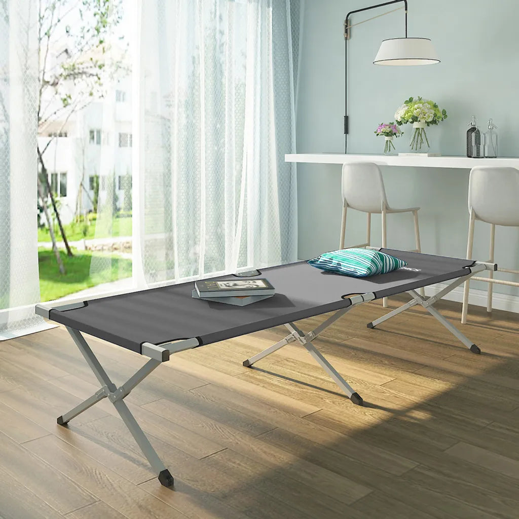  SONGMICS Campingbett Grau Oxford-Gewebe XXXXL 210 X 72 X 45 Cm Bis 260 Kg Belastbar Feldbett Stahl Gartenliege Sonnenliege GCB21U