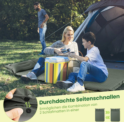  COSTWAY Camping Isomatte Selbstaufblasend, 2 Personen Campingmatte Mit Kissen, Ultraleicht, Wasserdicht, Luftmatratze Camping Matratze Schlafmatte Für Camping, Wandern, Strand, Reisen