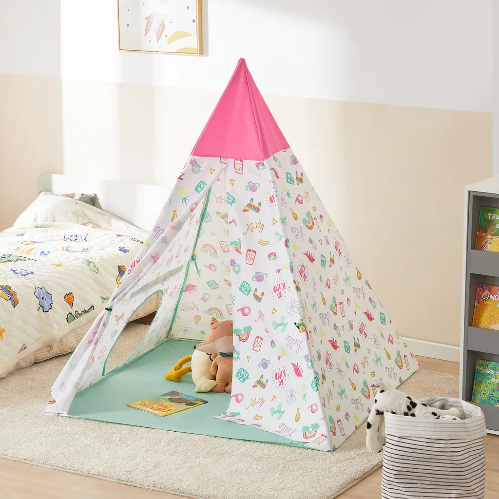 SoBuy OSS06 Tipizelt Spielzelt Zelt Für Kinder Mit Tür Und Fenster Spielhaus Kinderzelt BHT Ca.: 133x153x133cm