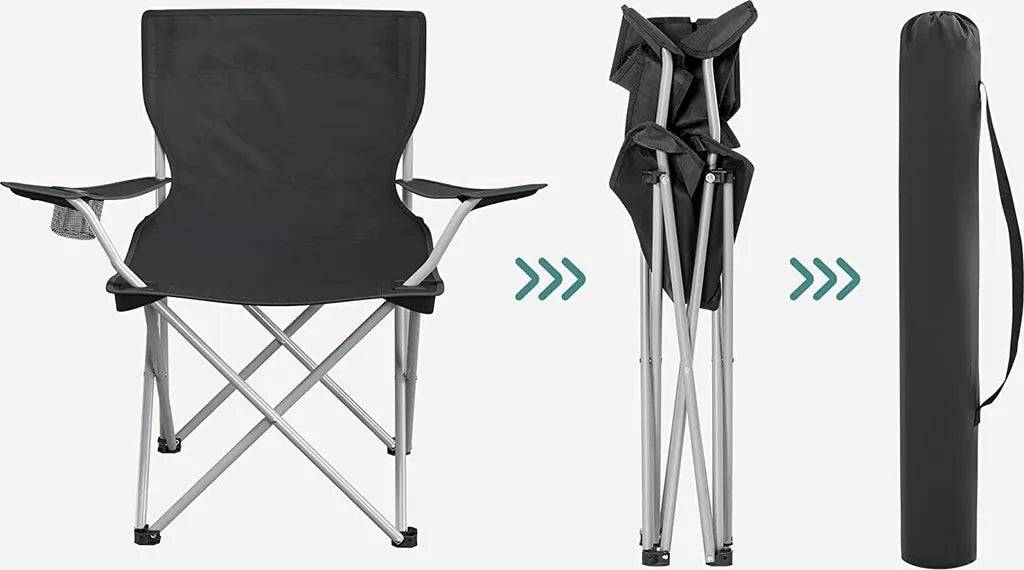  SONGMICS Campingstuhl Klappbar, Camping Stuhl, 2er Set, Faltbar, Bis Zu 120 Kg Belastbar GCB01BK