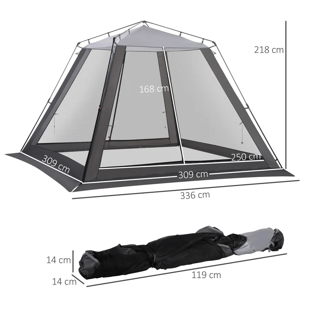  Outsunny Campingzelt Mesh Zelt Mit Netzwänden Moskitonetz Für 4-6 Personen Mit Tragetasche Für Angeln Camping Wandern Outdoor Polyester Stahl 309 X 309 X 218 Cm