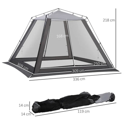  Outsunny Campingzelt Mesh Zelt Mit Netzwänden Moskitonetz Für 4-6 Personen Mit Tragetasche Für Angeln Camping Wandern Outdoor Polyester Stahl 309 X 309 X 218 Cm