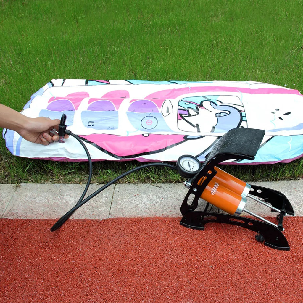  Monzana Fußluftpumpe Doppelzylinder 7 Bar 80cm Schlauch Inkl. Adapterset Luftpumpe Doppelzylinder Fahrrad Reifen KFZ Auto Luftmatratze, Model:2 X 125mm Zylinder