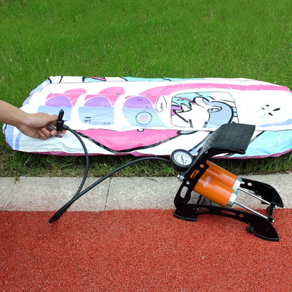  Monzana Fußluftpumpe Doppelzylinder 7 Bar 80cm Schlauch Inkl. Adapterset Luftpumpe Doppelzylinder Fahrrad Reifen KFZ Auto Luftmatratze, Model:2 X 125mm Zylinder