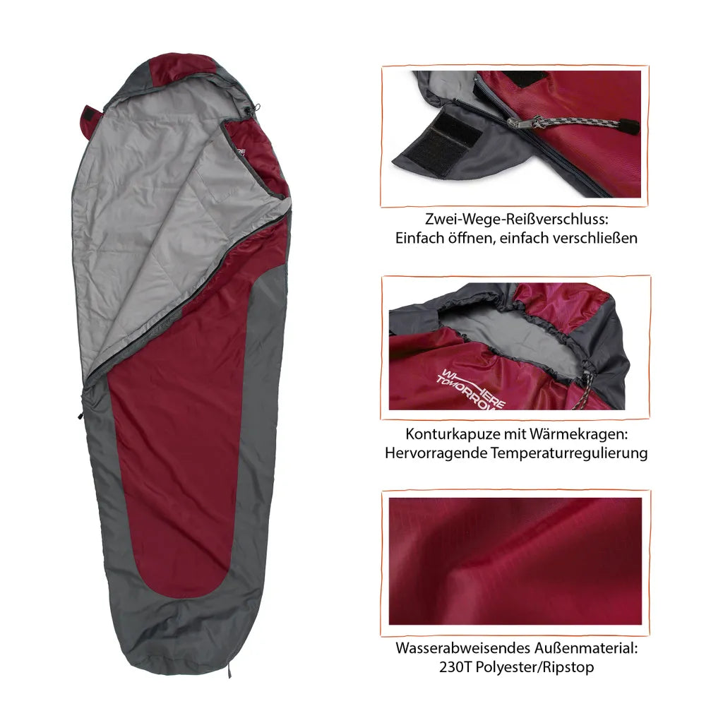  Schlafsack 220x80x50cm Rot / Grau