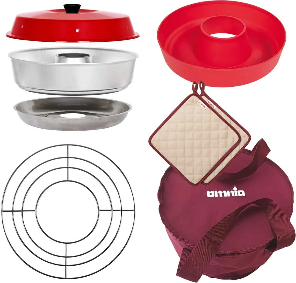 OMNIA Backofen Back-Kit 5teilig (Silikonform, Aufbackgitter, Tasche, Topflappen)