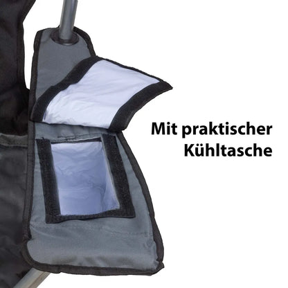  HanSe Campingstuhl Klappstuhl Faltstuhl Anglerstuhl Mit Kühltasche Und Flaschenhalter In Grau/Schwarz