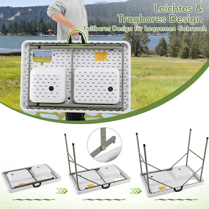  COSTWAY Fischreinigungstisch, Klappbarer Filetiertisch Mit 2 Eingebauten Spülen, Um 360° Drehbarem Wasserhahn & Messskala, Tragbarer Campingtisch Für Camping, Angeln, Grillen