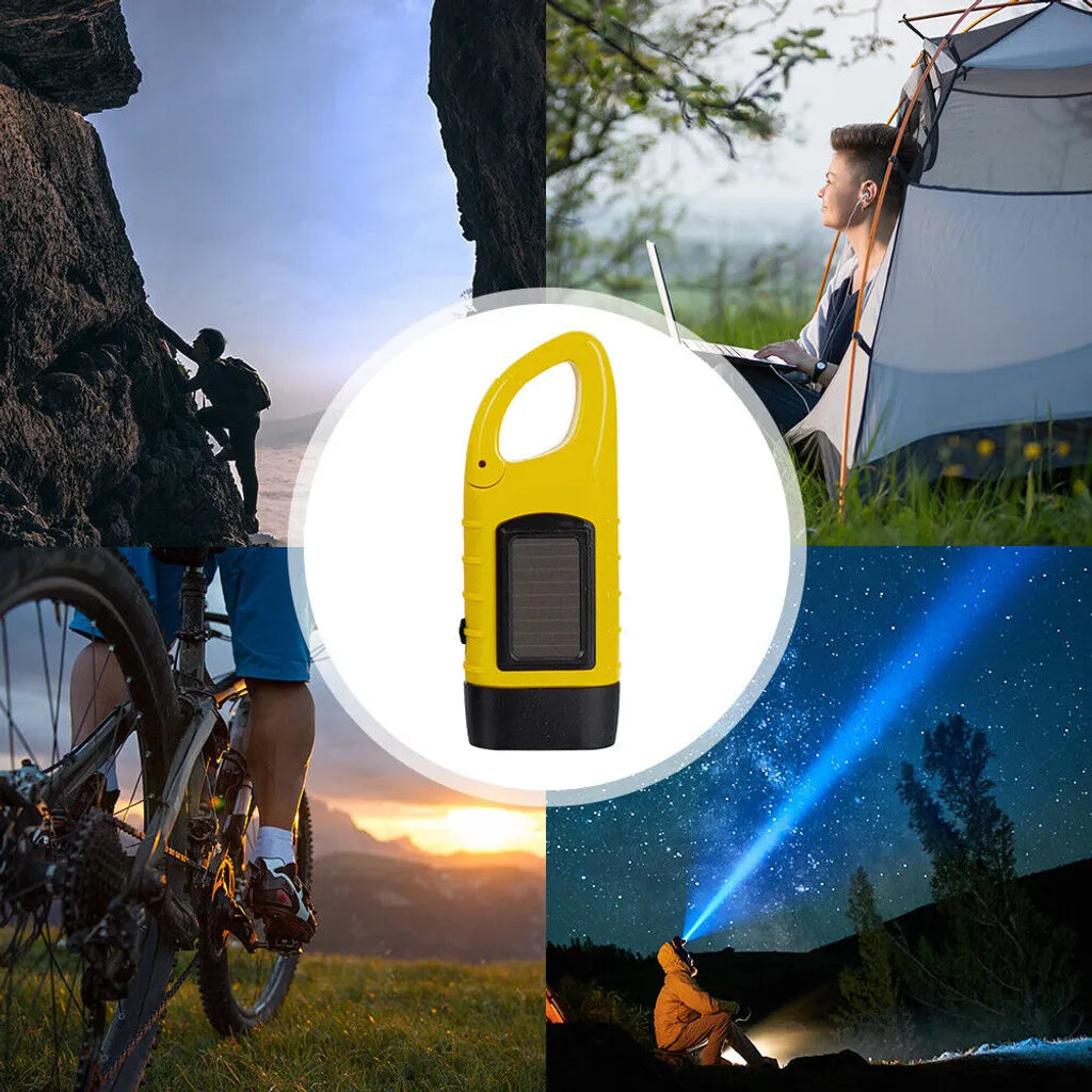  Handkurbel Solar Dynamo Taschenlampe Licht Outdoor Reise Notfall LED Taschenlampe, Schwarz
