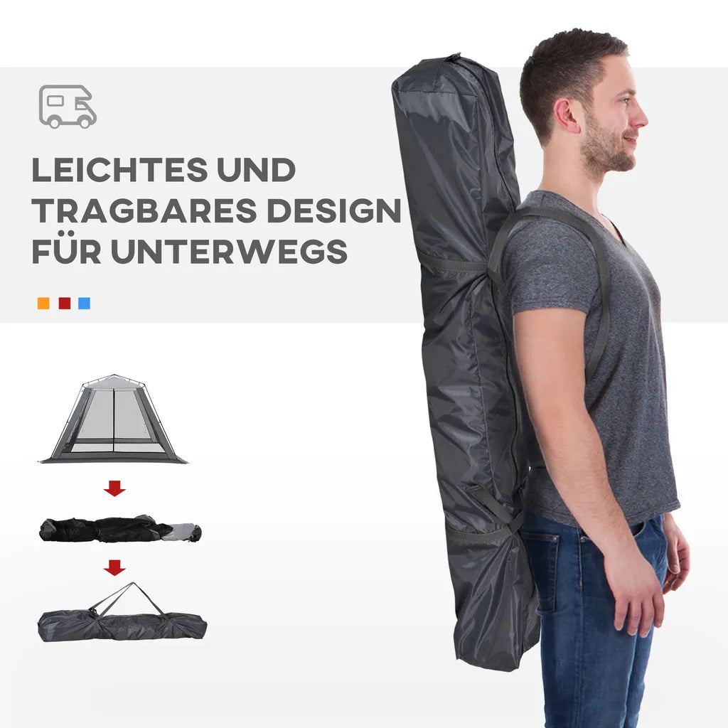  Outsunny Campingzelt Mesh Zelt Mit Netzwänden Moskitonetz Für 4-6 Personen Mit Tragetasche Für Angeln Camping Wandern Outdoor Polyester Stahl 309 X 309 X 218 Cm