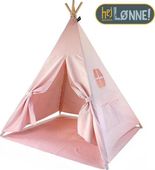  Hej Lønne Tipi Zelt Für Kinder (rosa, Einfarbig), Zelt, 4 Stangen, 120x120x150cm, Baumwolle