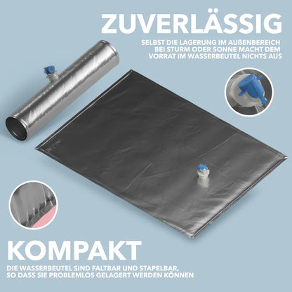  Wassersack Reißfest - Wasserbehälter Faltbar - Wasserbeutel BPA-frei [kein Bisphenol A] - Für Camping - Wasserspeicher Für Notversorgung - Wassersäcke - Wasser Behälter