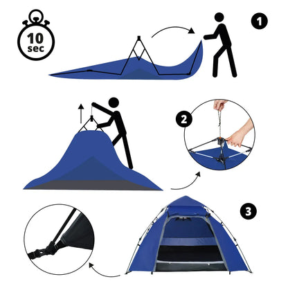  Where Tomorrow Pop Up Familienzelt Wurfzelt 3 Personen Zelt Camping Festival Blau 220 X 220 X 130 Cm